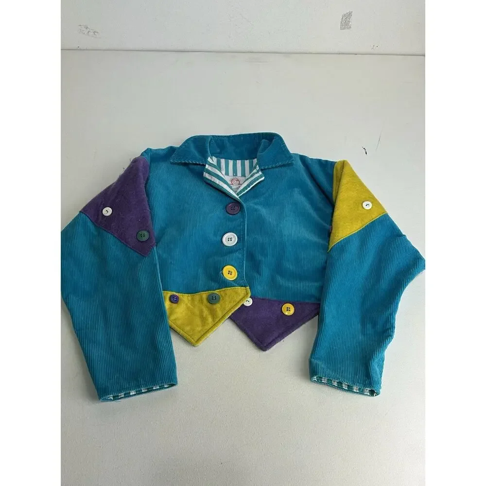 Vintage Raggamuffins Originals Kids ColorBlock V-neck Collared Jacket Size 6